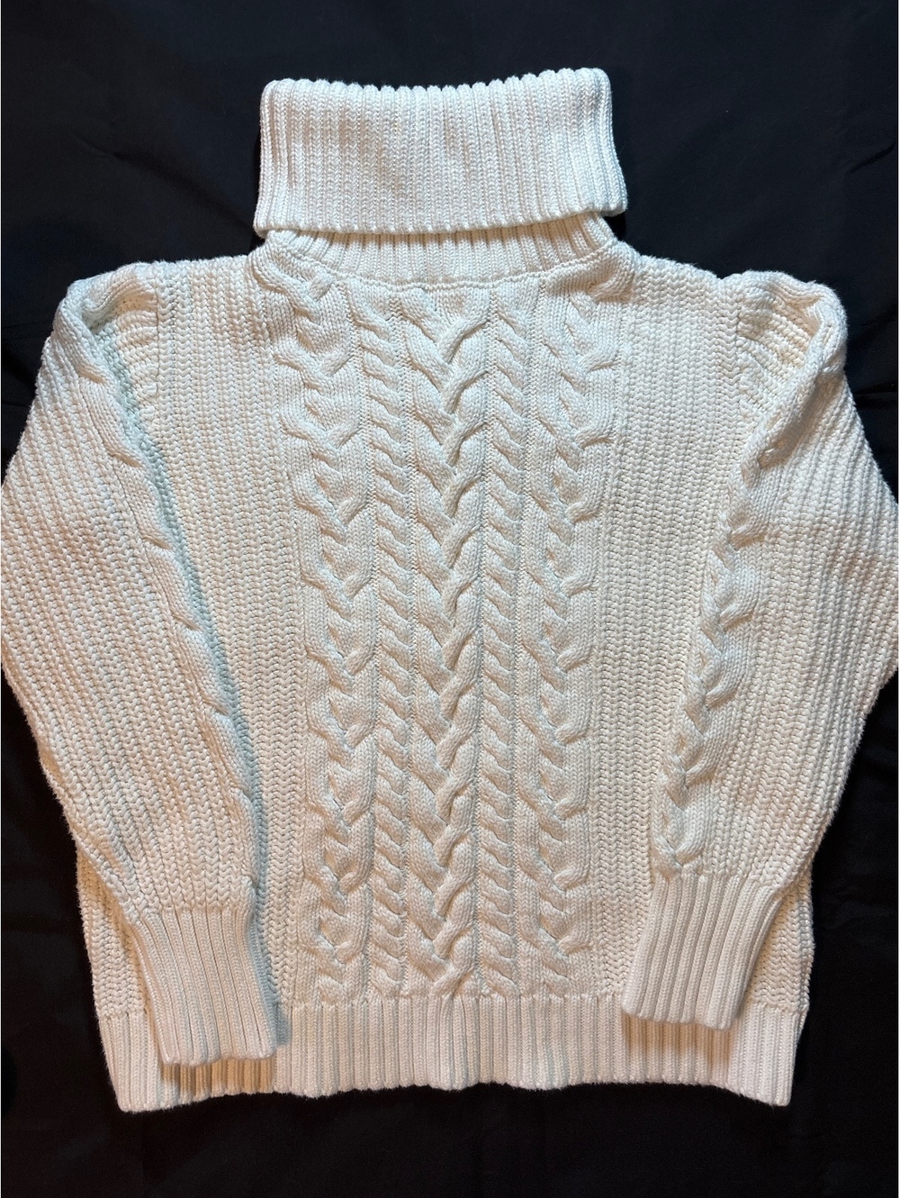 GAP Cable Knit Turtleneck Sweater Large Cream Ivory Chunky Cotton